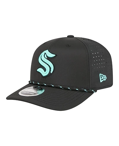 New Era Men's Black Seattle Kraken Sport Vented 9SEVENTY Rope Adjustable Hat
