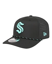 New Era Men's Black Seattle Kraken Sport Vented 9SEVENTY Rope Adjustable Hat