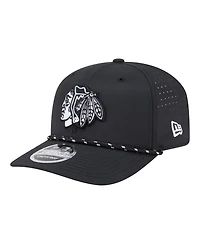 New Era Men's Black Chicago Blackhawks Sport Vented 9SEVENTY Rope Adjustable Hat