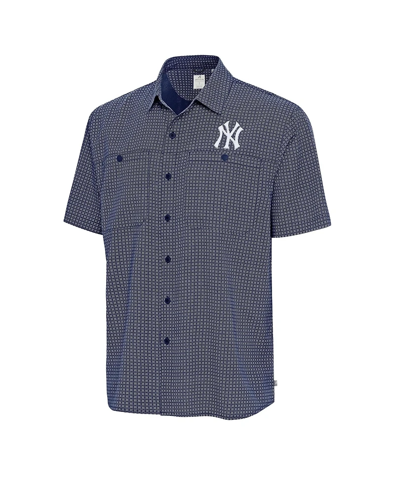 Antigua Men's Navy New York Yankees Mosaic Button-Up Shirt