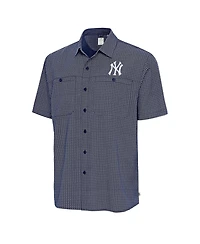 Antigua Men's Navy New York Yankees Mosaic Button-Up Shirt