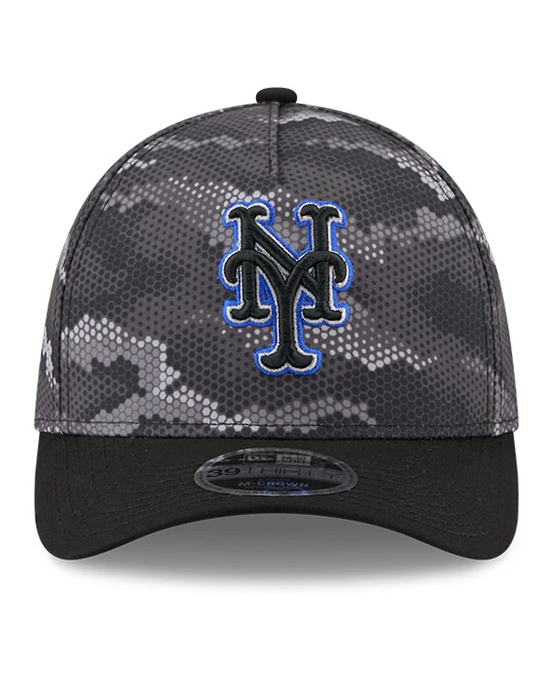 New Era Men's Black York Mets Camo 39THIRTY A-Frame Flex Hat