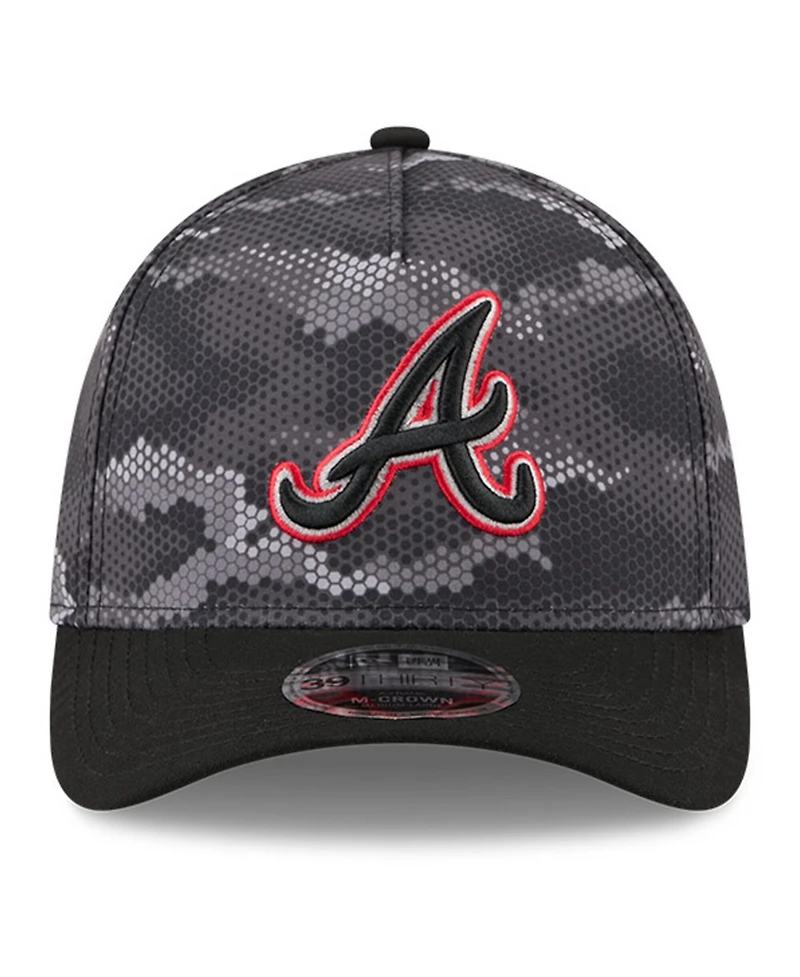 New Era Men's Black Atlanta Braves Camo 39THIRTY A-Frame Flex Hat