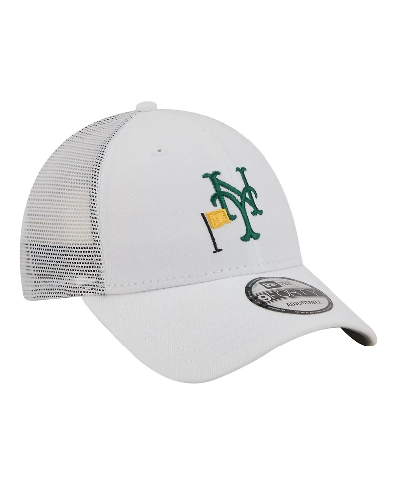 New Era Men's White New York Mets Flag 9FORTY Trucker Adjustable Hat