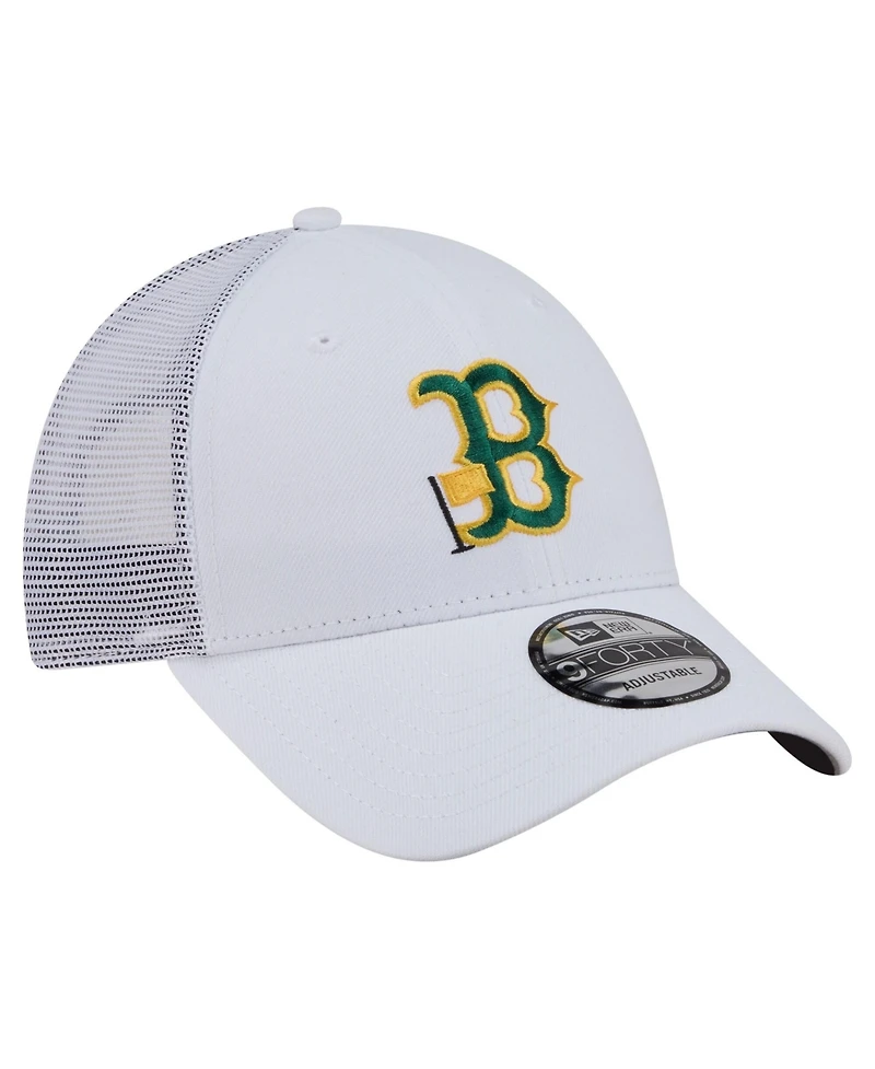 New Era Men's White Boston Red Sox Flag 9FORTY Trucker Adjustable Hat