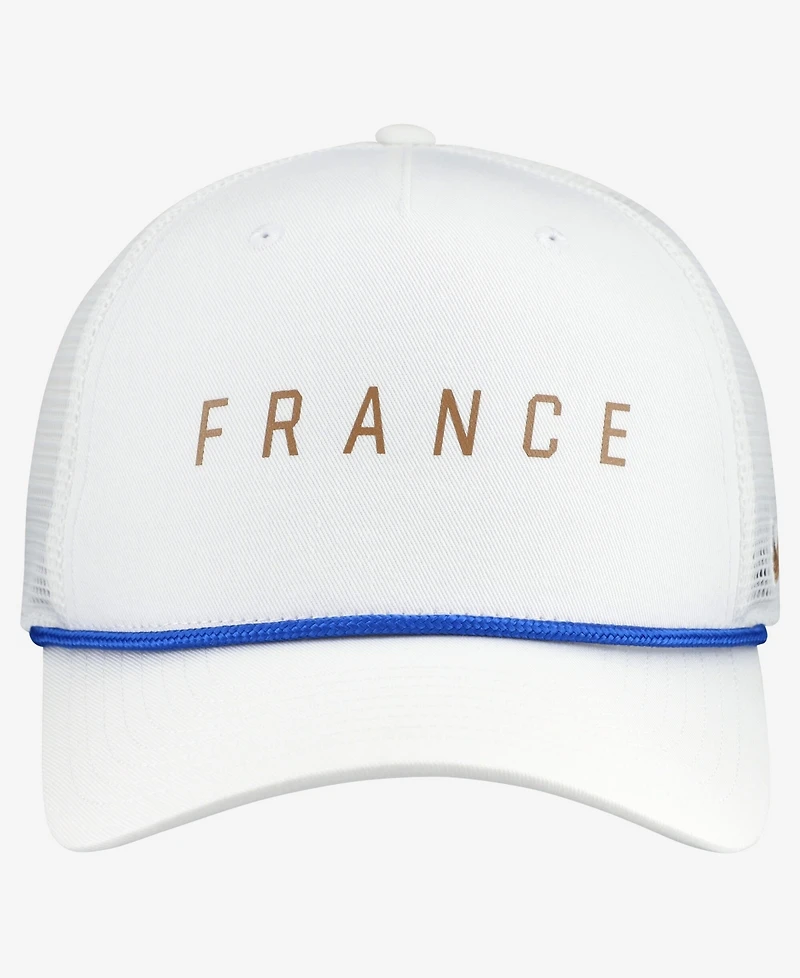 Nike Men's White France National Team Rise Rope Trucker A-Frame Adjustable Hat
