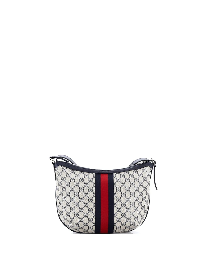 Pre-Owned Gucci Small Ophidia Half Moon Hobo Gg Coated Canvas