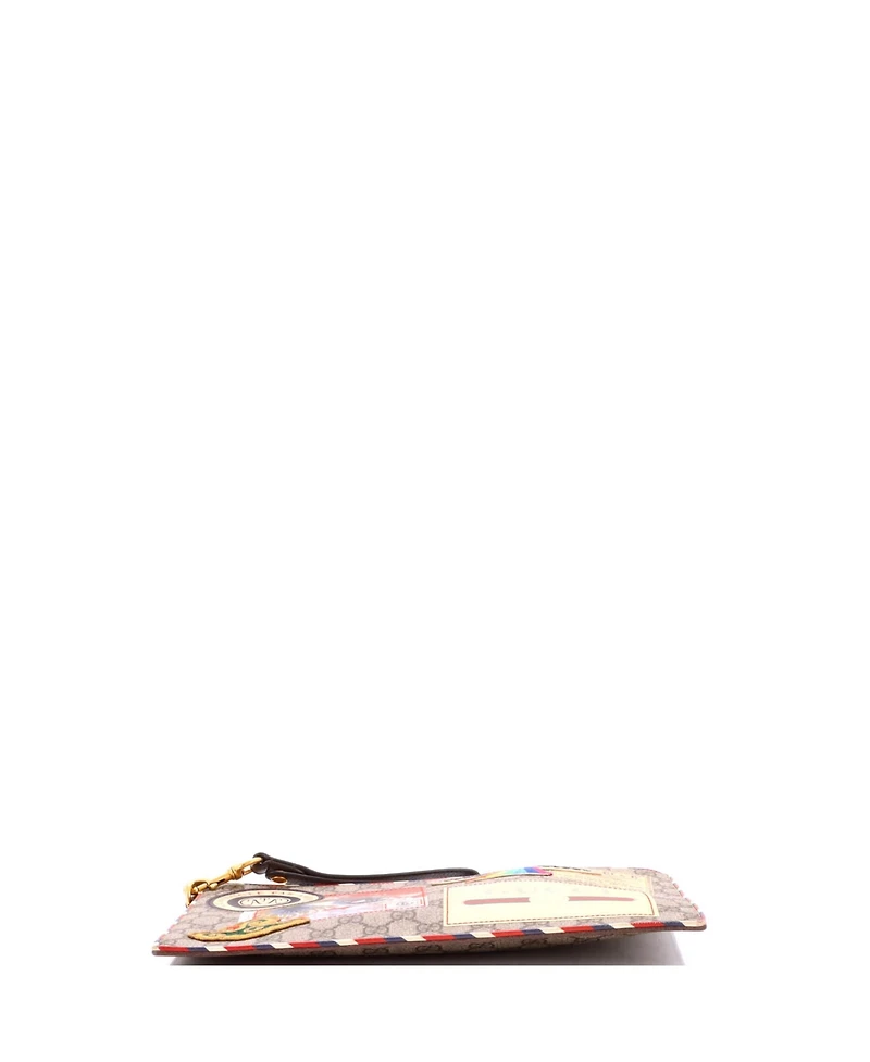 Pre-Owned Gucci Courrier Pouch Gg Coated Canvas with Applique
