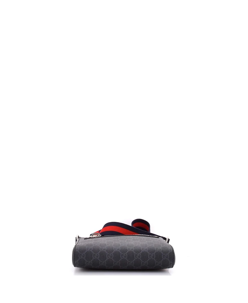 Pre-Owned Gucci Small Web Strap Front Zip Messenger Bag Gg Coated Canvas