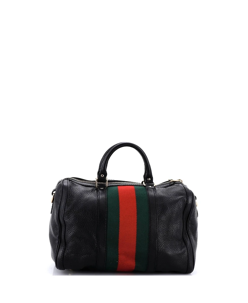 Pre-Owned Gucci Medium Vintage Web Boston Bag Leather