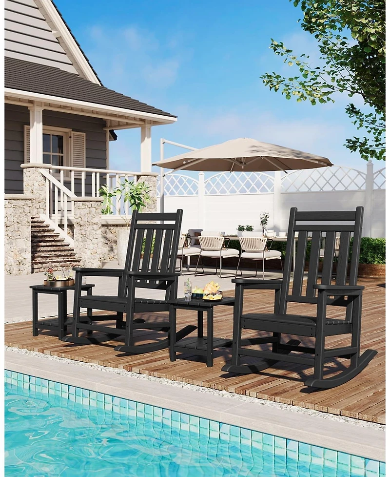 gaomon Set of 4 Poly Lumber Rocking Chair Outdoor - Hdpe High Back Porch Rocker Chairs for Adults