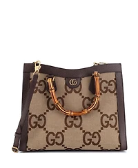 Pre-Owned Gucci Medium Diana Nm Bamboo Handle Tote Jumbo Gg Canvas