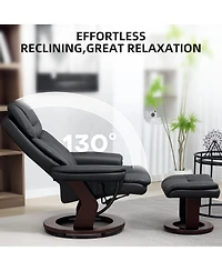 Homcom Pu Leather Recliner with Ottoman, Swivel Reclining Chair