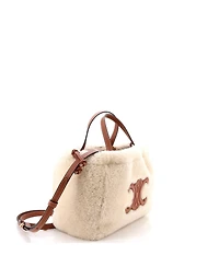 Pre-Owned Celine Small Cuir Triomphe Cabas Drawstring Tote Shearling with Leather