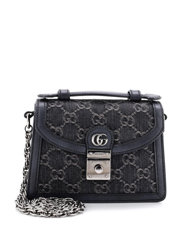 Pre-Owned Gucci Mini Ophidia Flap Top Handle Bag Gg Canvas
