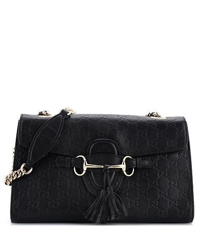Pre-Owned Gucci Medium Emily Chain Flap Bag Guccissima Leather