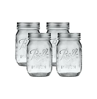 Ball Glass Mason Jars, Regular Mouth, Pint Size (16 oz), Pack of 4