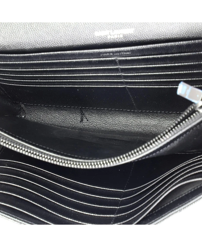 Pre-Owned Saint Laurent Medium Classic Monogram Wallet on Chain Matelasse Chevron Leather