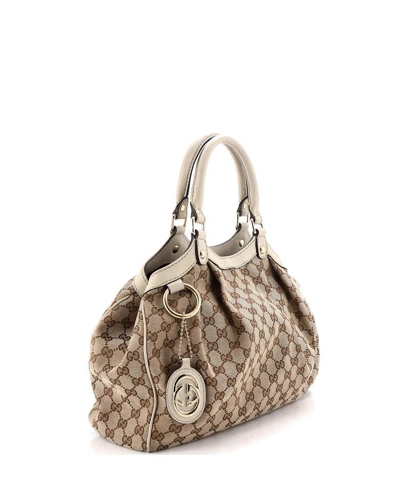 Pre-Owned Gucci Medium Sukey Tote Gg Canvas with Leather