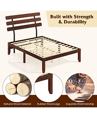Slickblue Stylish Wooden Bed Frame with Retro Headboard