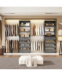 Aheaplus Closet System with 8 Wooden Drawers and 4 Hanging Rods, Organizer