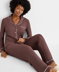 State of Day Women's 2-Pc. Packaged Ribbed Notched-Collar Pajamas Set Xs-3X, Created for Macy's