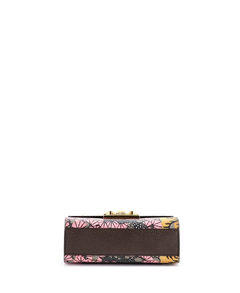 Pre-Owned Gucci Small Padlock Shoulder Bag Bengal Print Gg Coated Canvas