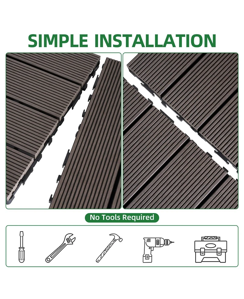 Streamdale Furniture Diy Composite Deck Tiles Coffee 8.7 sq ft (9-Pack)