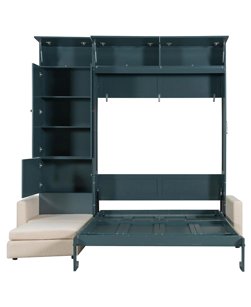 Streamdale Furniture Queen Size Murphy Bed Wall Bed with Sofa and Shelves