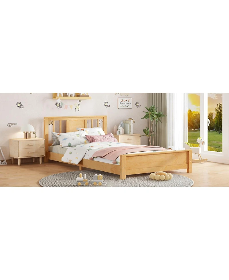Streamdale Furniture Twin Size Solid Wood Platform Bed Frame with Headboard