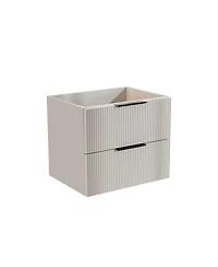 Busdays 24 Inch Wall Mounted Floating Fluted Bathroom Vanity with Ceramic Sink and Drawers Modern