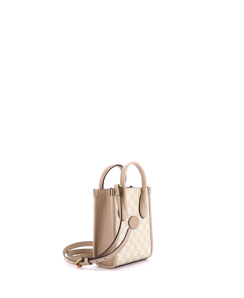 Pre-Owned Gucci Mini Interlocking G Patch Tote Gg Coated Canvas