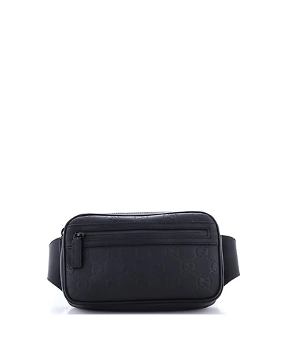 Pre-Owned Gucci Front Zip Belt Bag Gg Rubber Effect Leather