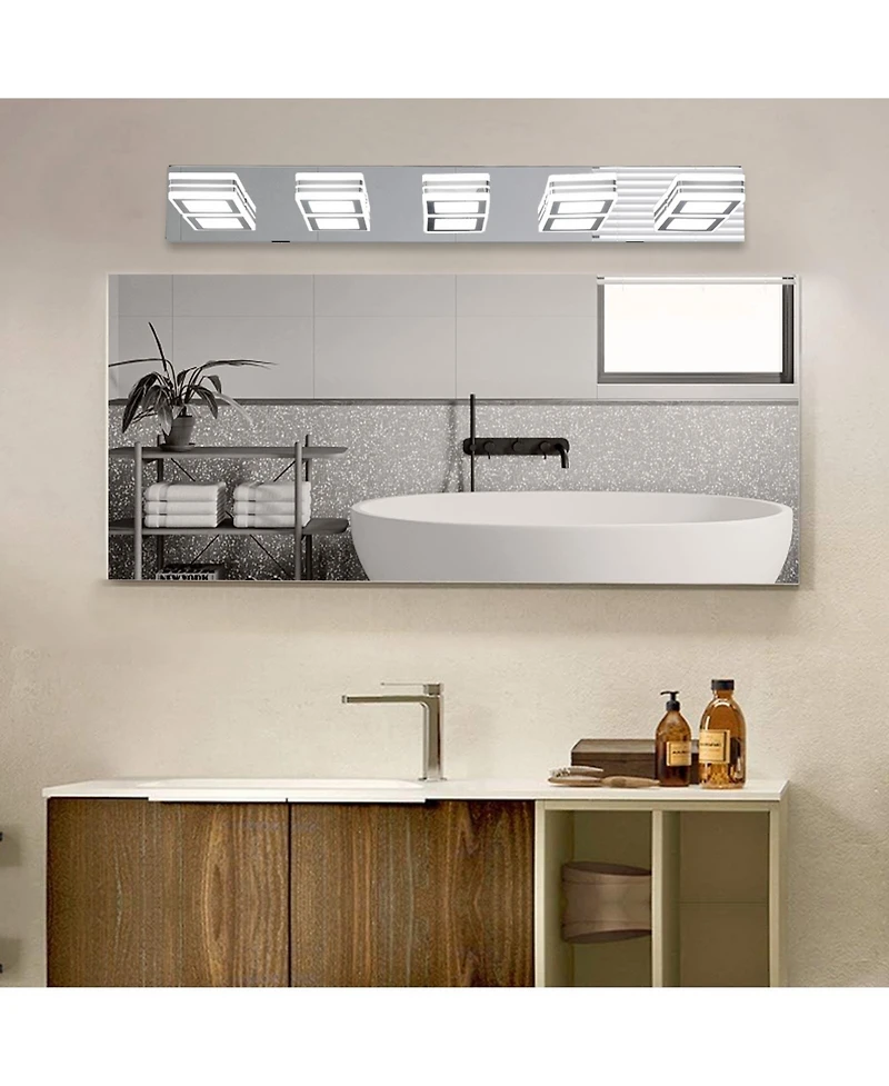 Busdays Inch Modern Light Led Vanity Light Square Acrylic Lampshades Wall Mount Fixture for Bathroom Mirror Lighting