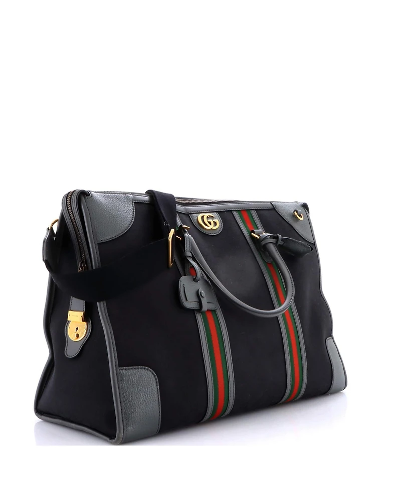 Pre-Owned Gucci Large Bauletto Duffle Bag Gg Canvas with Leather