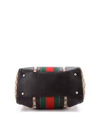 Pre-Owned Gucci Medium Vintage Bee Web Boston Bag Gg Canvas