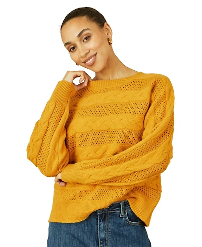 Yumi Women's Cable Knit Relaxed Fit Jumper