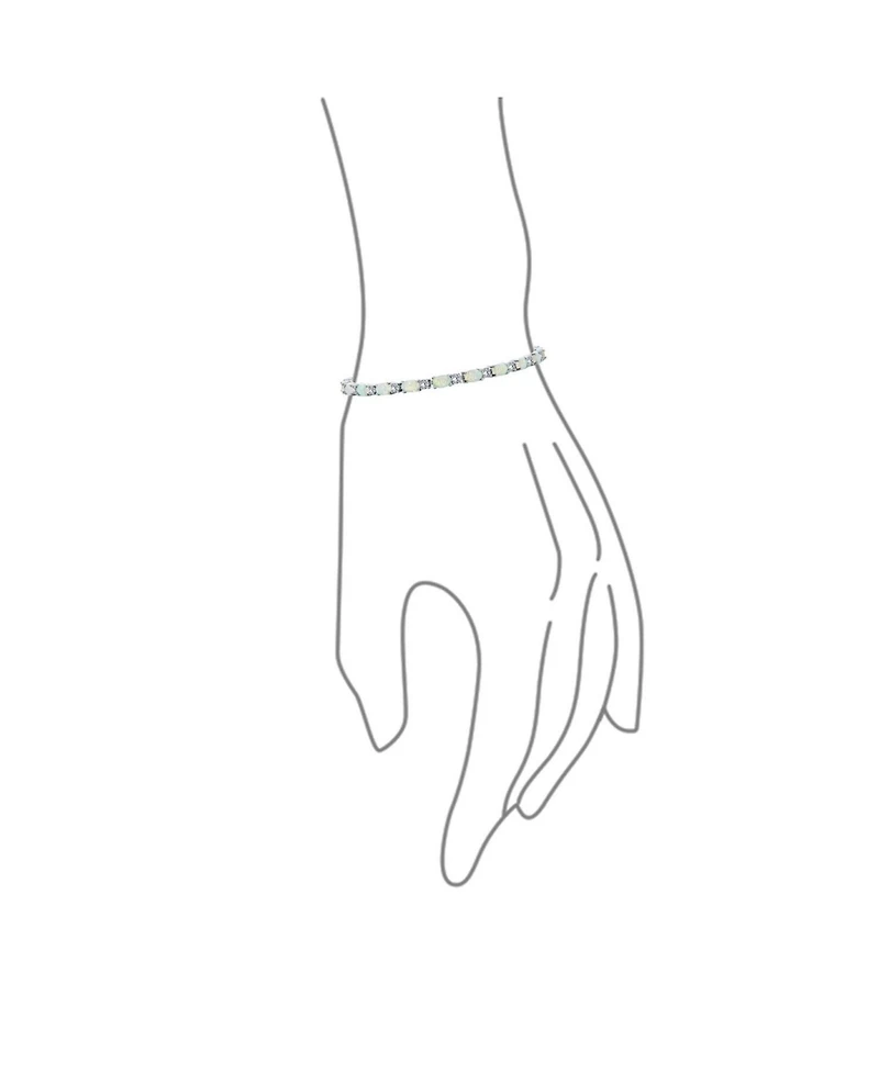 Bling Jewelry Solitaire Round Created Opal Tennis Bracelet Sterling Silver