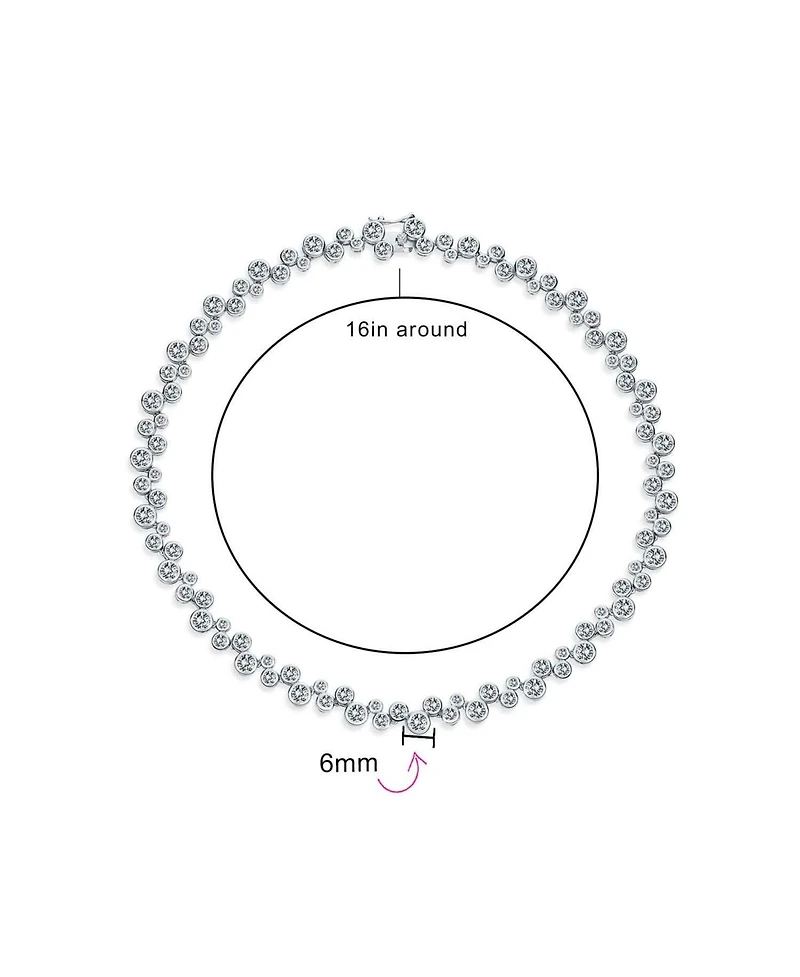 Bling Jewelry Modern Bride Zig Zag Cocktail Cz Round Bubble Bezel Set Zirconia Tennis Necklace 16 Inch