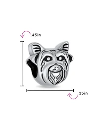 Bling Jewelry Puppy Pet Animal Lover Yorkie Dog Bead Charm Oxidized .925 Sterling Silver Fits European Bracelet
