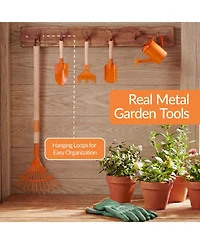 Best Choice Products Kids Gardening Tool Set 8 Piece with Wheelbarrow, Metal Tools, Apron, Gloves Ages 3+