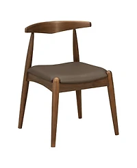 Clihome Set of 2 Rubberwood Dining Chairs, Ergonomic Backrest and Faux Leather Upholstery
