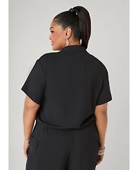 Ashley Stewart Plus Drawstring Cropped Shirt