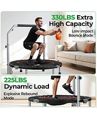 Bcan Foldable Mini Trampoline, 330lbs Fitness Rebounder with Adjustable Foam Handle for Indoor/Garden Workout