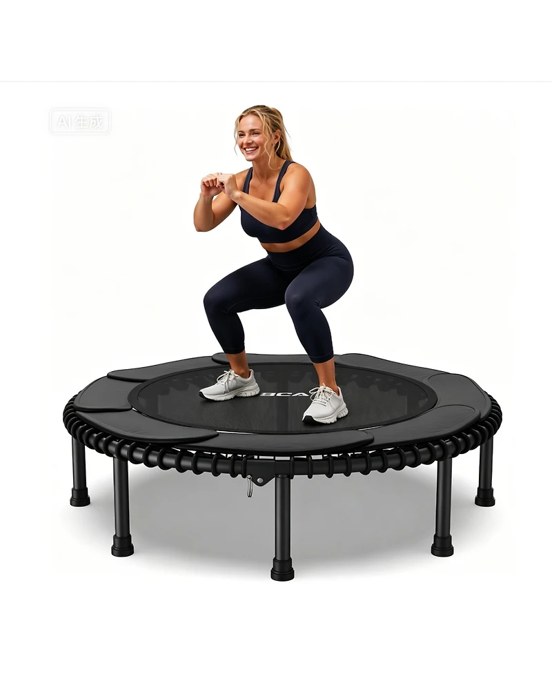 Bcan 550LBS Mini Rebounder Trampoline, 48" Foldable Fitness Trampoline with Bungees, Quiet and Stable Exercise (Without Handle)