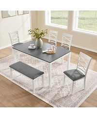 Streamdale Furniture 6 Piece Two Tone Wood Dining Table Set with Bench for 6