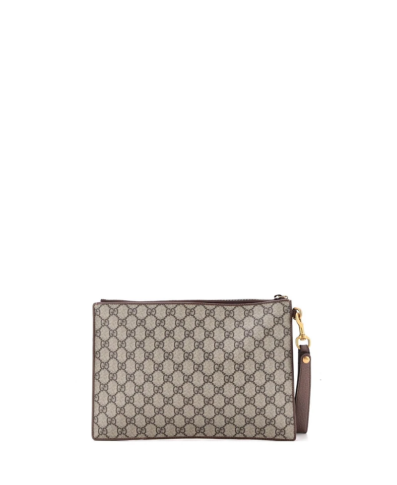 Pre-Owned Gucci Courrier Pouch Gg Coated Canvas with Applique