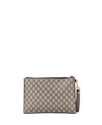 Pre-Owned Gucci Courrier Pouch Gg Coated Canvas with Applique
