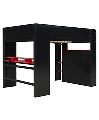 Streamdale Furniture Wood Bunk Bed with Desk, Wardrobe, Storage, Rgb Light