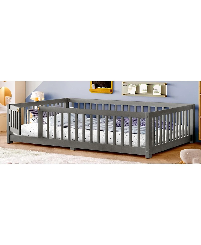 Streamdale Furniture Floor Bed with Safety Guardrails and Door